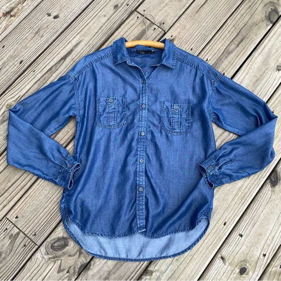 prAna Updrift Button Down Shirt 100% Tencel Denim - Picture 11 of 13